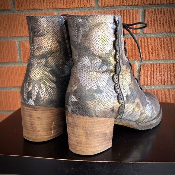 Ankle Boots booties leather shimmer with zip - Picture 5 of 9